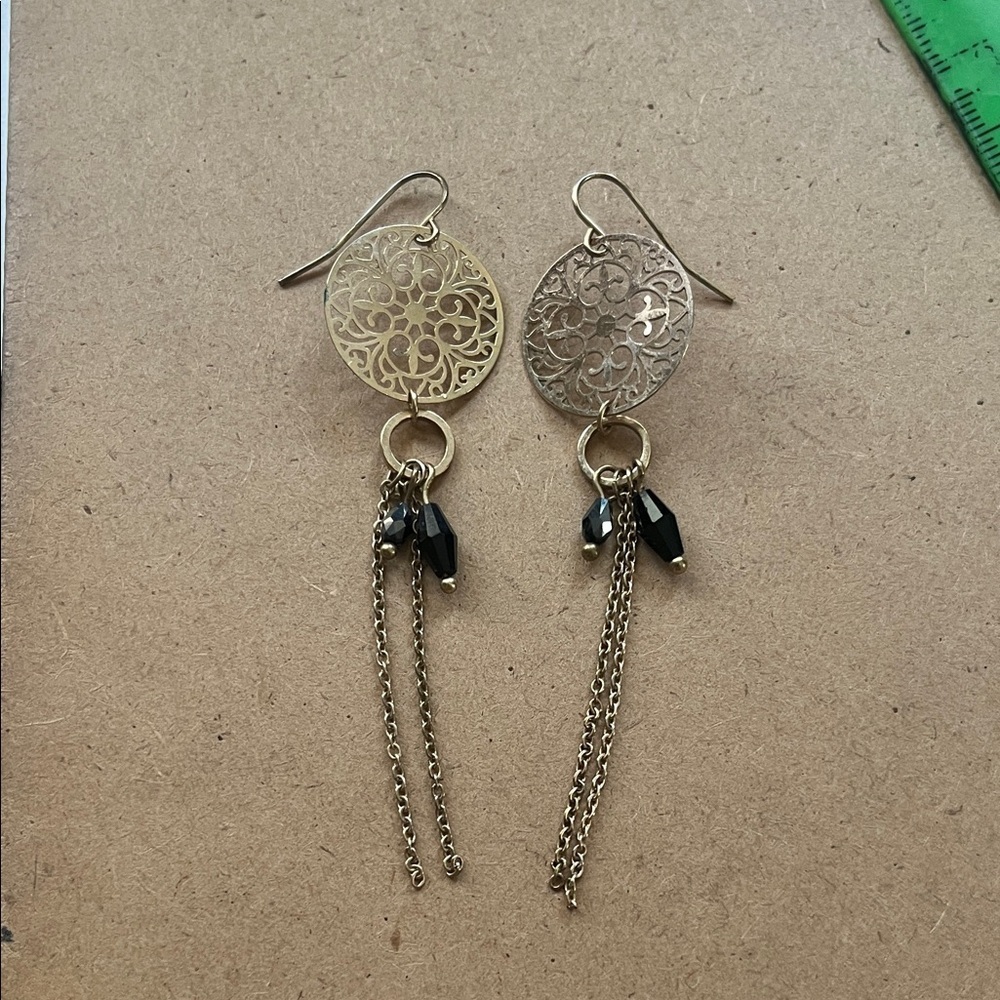 Elegant Gold and Black Dangle Earrings